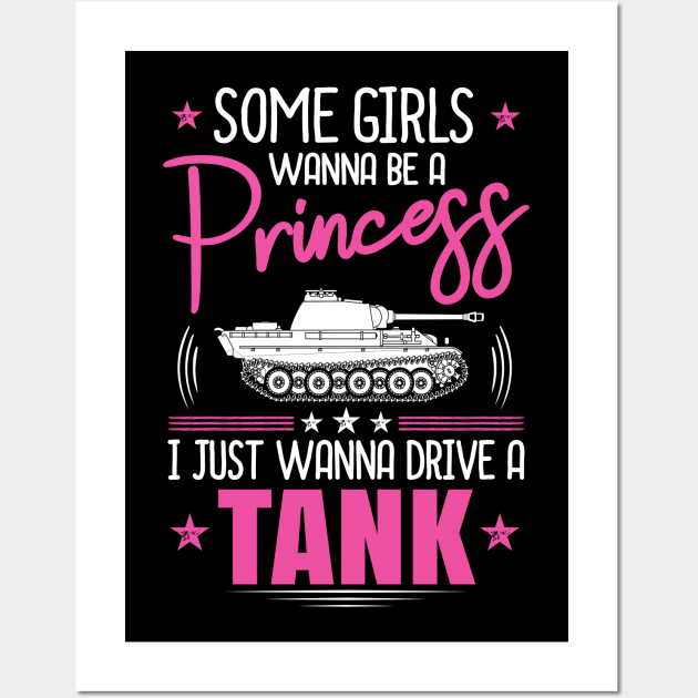 Panzer Tank Princess Girls Women Gift Present Wall Art by Krautshirts